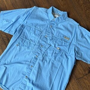Columbia PFG Men's Light Blue Casual Button Down Shirt
